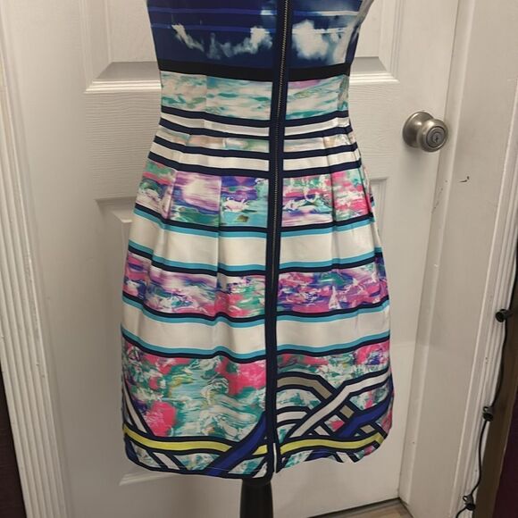 Amanda Uprichard Colorful zipper front  100% silk Sleeveless Dress, S - Picture 3 of 9
